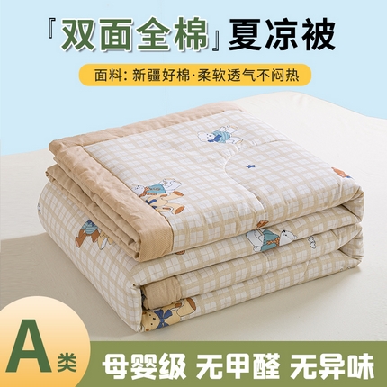 91家纺网 家纺一手货源 找家纺 沃尔居 2025新款双面全棉印花夏被可机洗小清新纯棉夏凉被薄被芯空调被子 雨汐