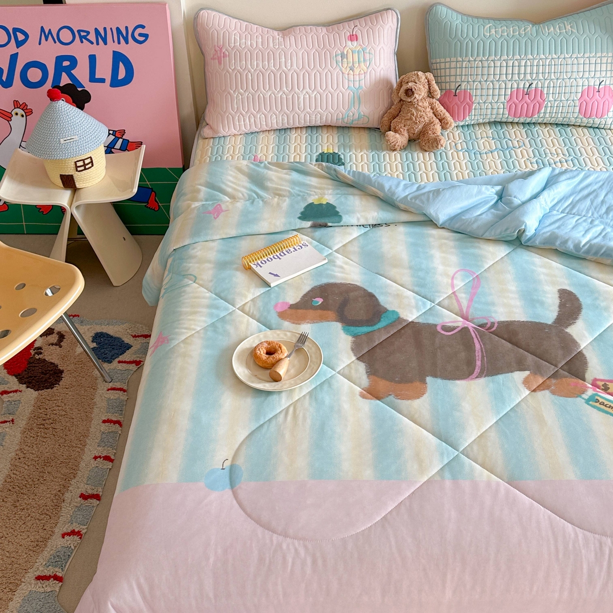 91家纺网 家纺一手货源 找家纺 美乐迪家纺2025新款凉感丝乳胶凉席夏被夏凉被空调被 露丝的腊肠狗