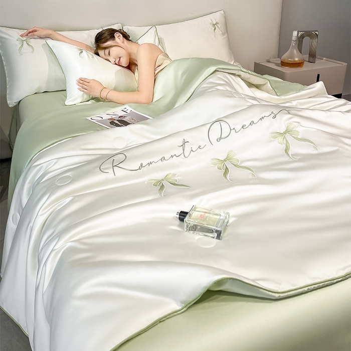 91家纺网 家纺一手货源 找家纺 （总）如一 2025新款水洗冰丝麻绳夏被四件套-初夏