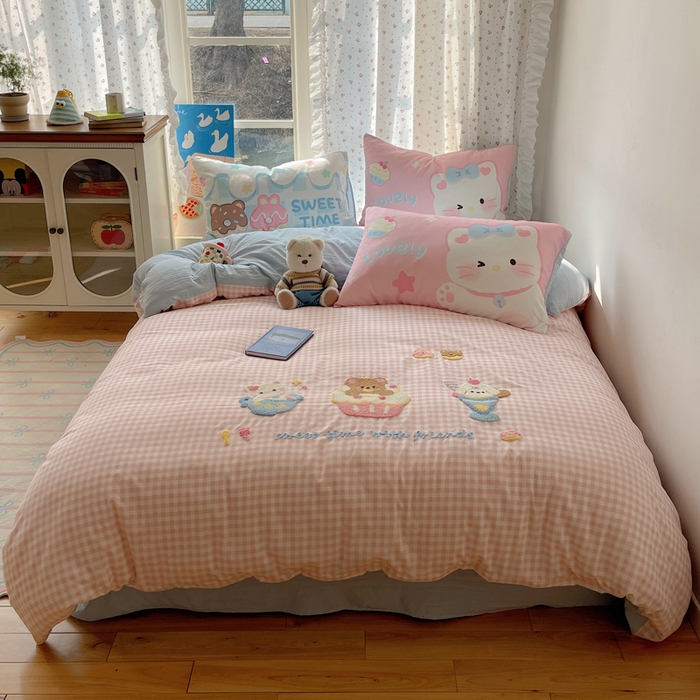 91家纺网 家纺一手货源 找家纺 慕澄家纺 2025新款毛巾绣小清新四件套 甜品会