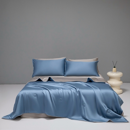 91家纺网 家纺一手货源 找家纺 （总）利欧 2025新款纯色双拼水洗天丝夏被四件套