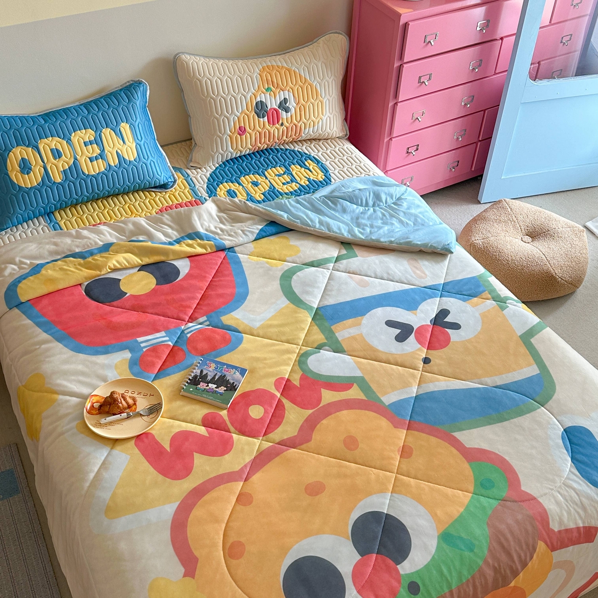 91家纺网 家纺一手货源 找家纺 美乐迪家纺2025新款凉感丝乳胶凉席夏被夏凉被空调被 汉堡