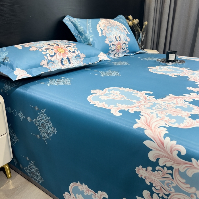 91家纺网 家纺一手货源 找家纺 许林 2025新款冰丝凉席床单款凉席三件套-卡米拉