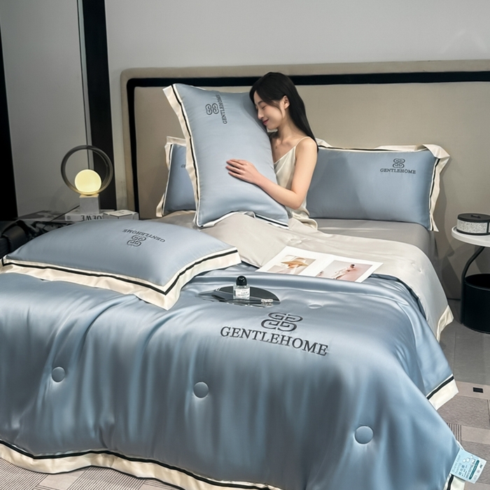 91家纺网 家纺一手货源 找家纺 笙意家纺2025新款水洗真丝夏被 威廉-海清+山灰