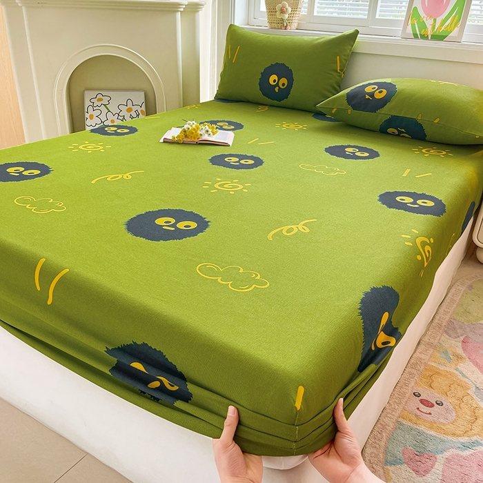 91家纺网 家纺一手货源 找家纺 晓时候2025新款老粗布床笠凉席 淘气点点