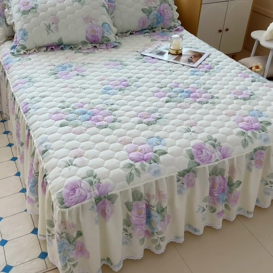 91家纺网 家纺一手货源 找家纺 （总）2025新款全棉夹棉床裙全棉床裙