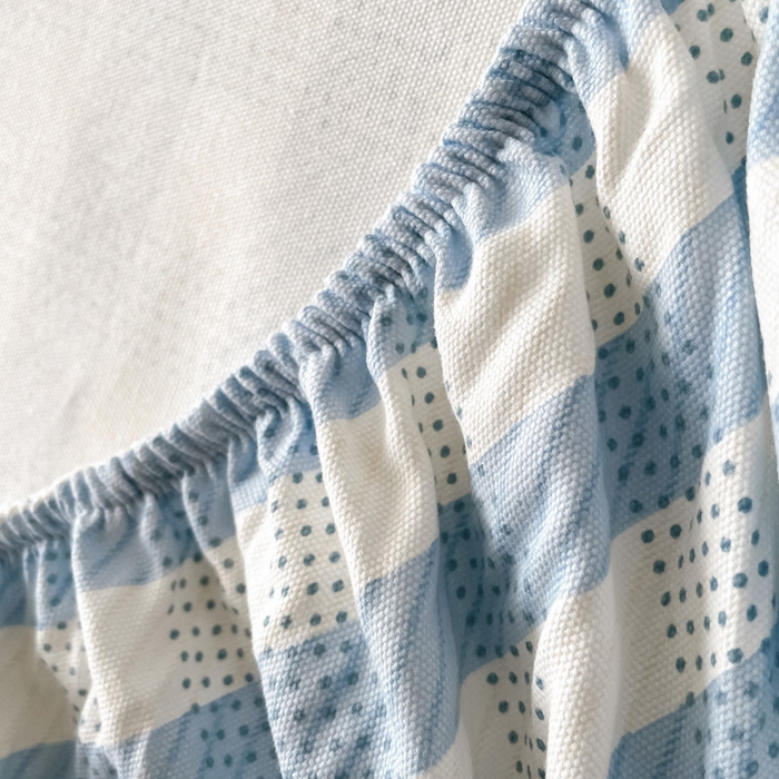 91家纺网 家纺一手货源 找家纺 雅居纺家纺 2025春夏新款全棉纯棉绣花A类老粗布单床笠床笠单件 篮球小狗