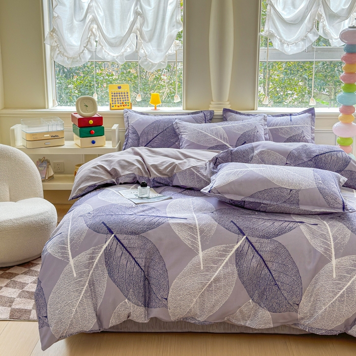 91家纺网 家纺一手货源 找家纺 佑佳家纺 2025年新款铂金棉芦荟棉学生三件套四件套 单被套 单枕套「支持定做各种尺寸」 芜叶