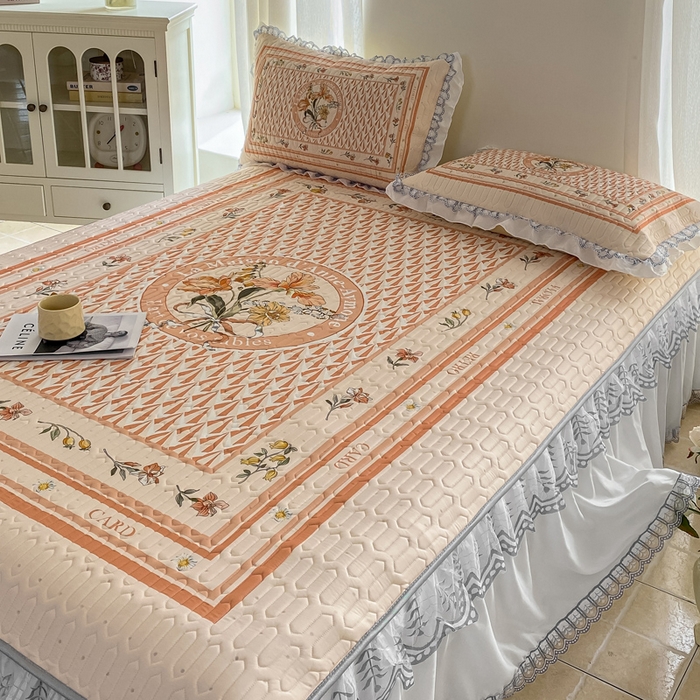 91家纺网 家纺一手货源 找家纺 麋兔 2025新款冰丝床裙乳胶凉席席子 苏美拉