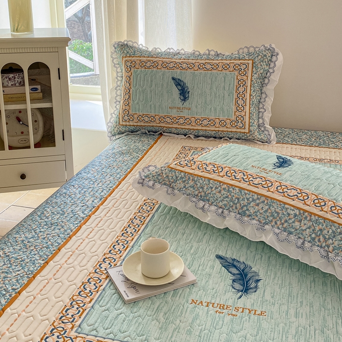 91家纺网 家纺一手货源 找家纺 麋兔 2025新款冰丝床裙乳胶凉席席子 羽茜