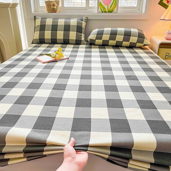 91家纺网 家纺一手货源 找家纺 晓时候2025新款老粗布床笠凉席 黑白格