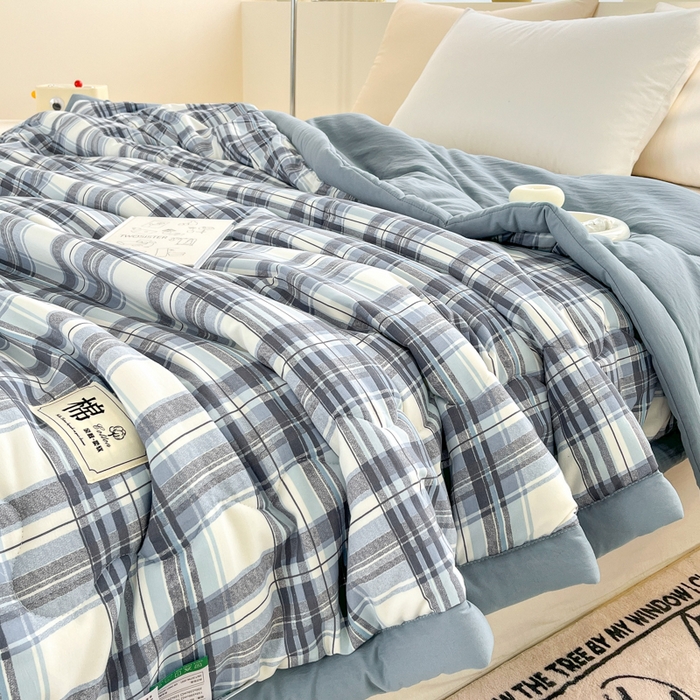 91家纺网 家纺一手货源 找家纺 爱宝被业 2025新款A类无印风针织棉新疆棉花夏被 心海