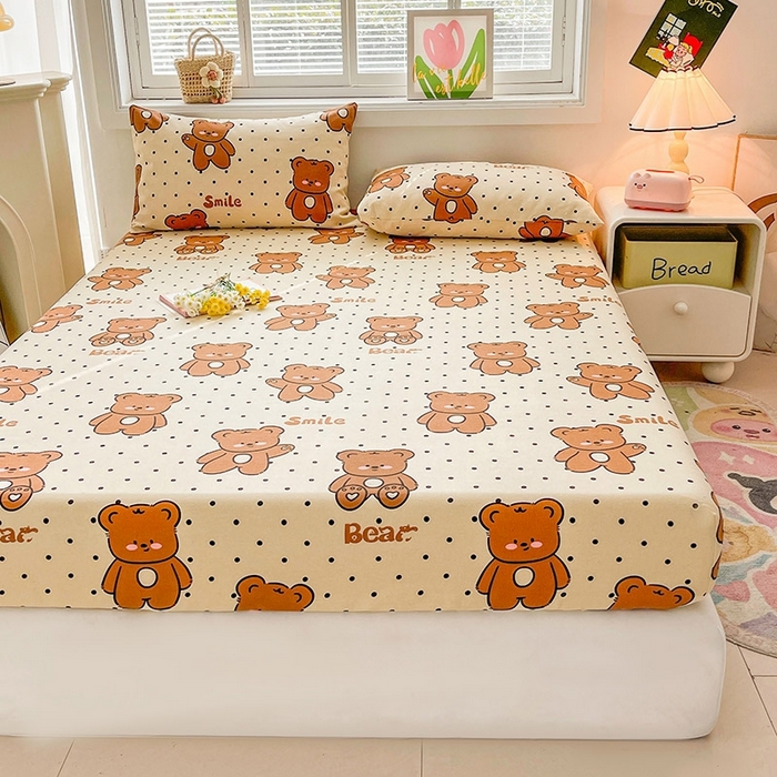 91家纺网 家纺一手货源 找家纺 晓时候2025新款老粗布床笠凉席 饼干熊