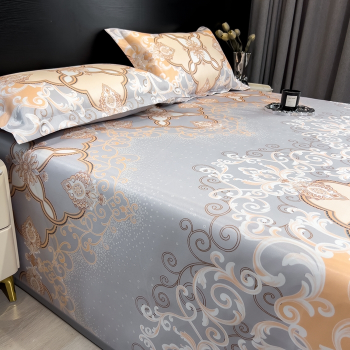 91家纺网 家纺一手货源 找家纺 许林 2025新款冰丝凉席床单款凉席三件套-欧若拉