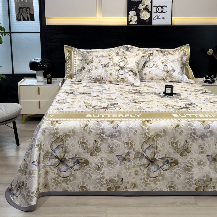 91家纺网 家纺一手货源 找家纺 许林家纺  2025新款冰丝凉席床单款凉席三件套 天空之境