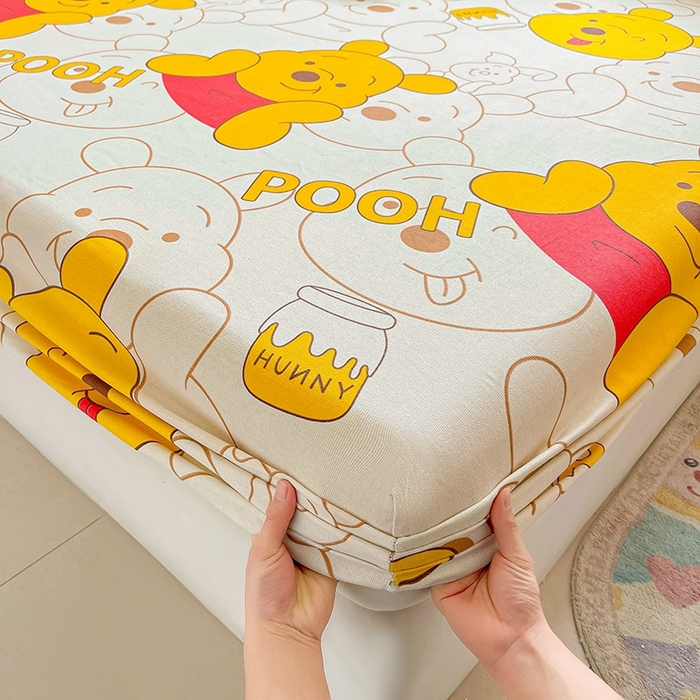 91家纺网 家纺一手货源 找家纺 晓时候2025新款老粗布床笠凉席 维尼熊