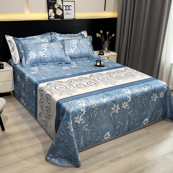 91家纺网 家纺一手货源 找家纺 许林 2025新款冰丝凉席床单款凉席三件套-观夏