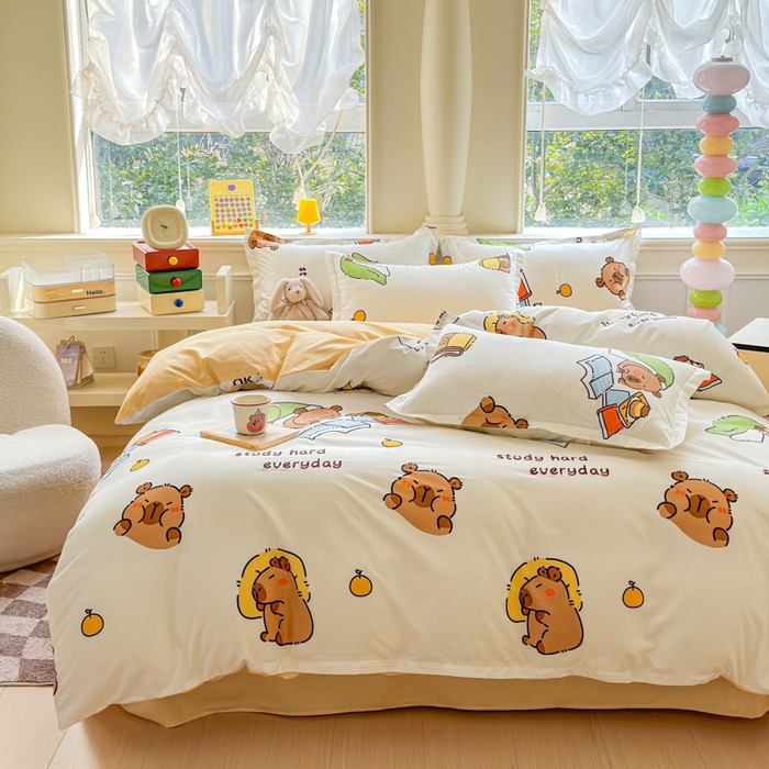 91家纺网 家纺一手货源 找家纺 佑佳家纺 2025年新款铂金棉芦荟棉学生三件套四件套 单被套 单枕套「支持定做各种尺寸」 萌动记