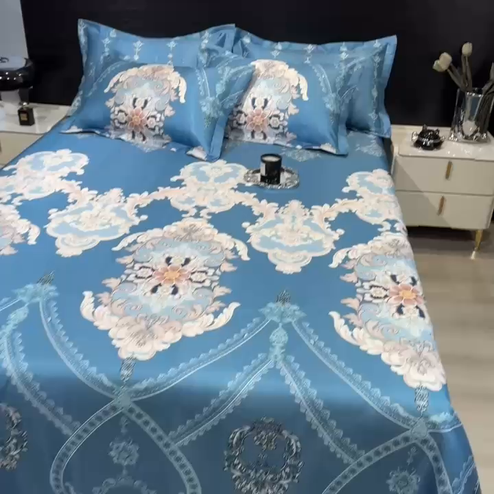 91家纺网 家纺一手货源 找家纺 许林 2025新款冰丝凉席床单款凉席三件套-卡米拉