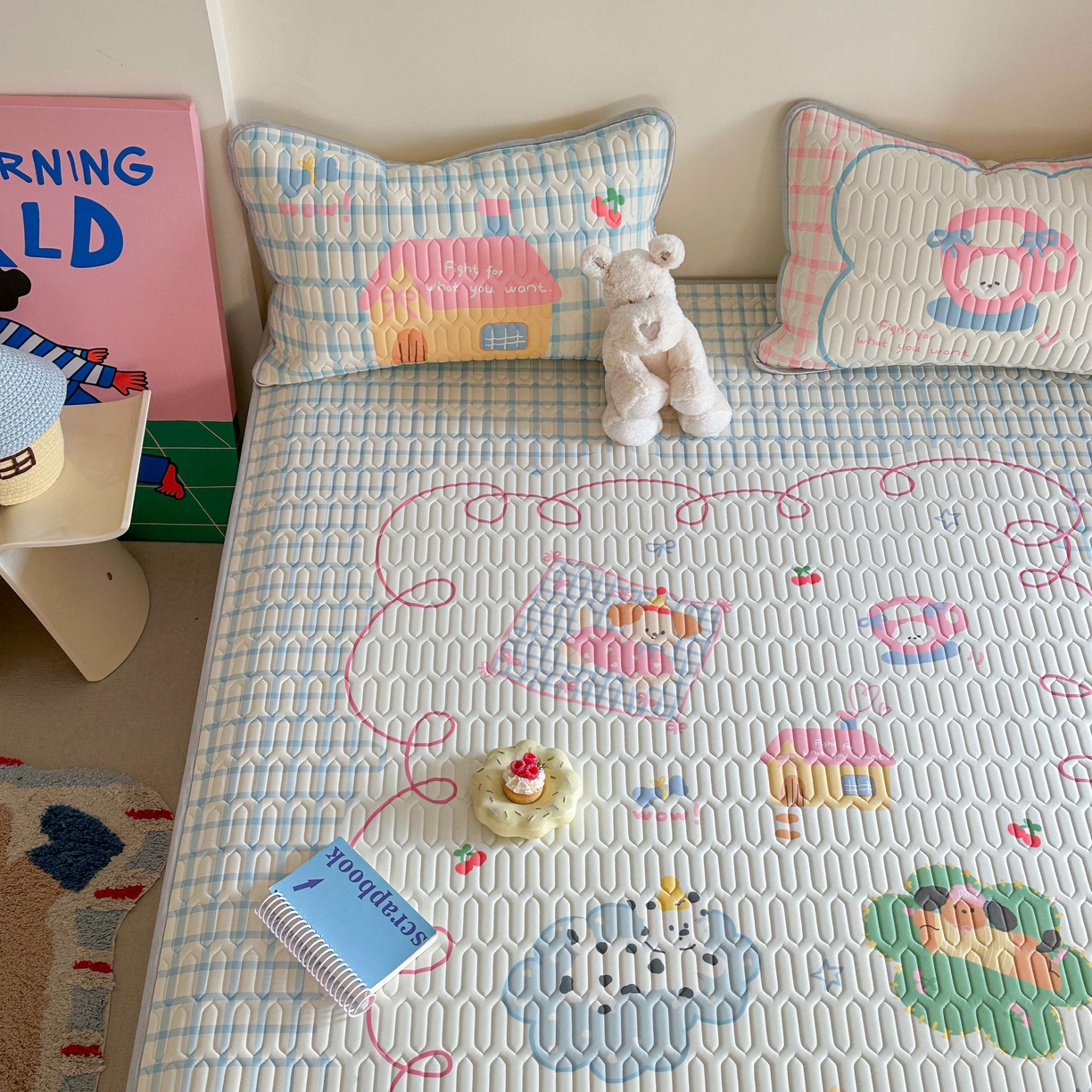 91家纺网 家纺一手货源 找家纺 美乐迪家纺2025新款凉感丝乳胶凉席夏被夏凉被空调被 玩趣