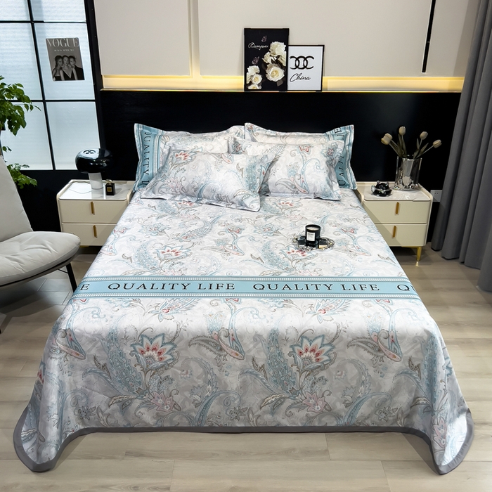 91家纺网 家纺一手货源 找家纺 许林 2025新款冰丝凉席床单款凉席三件套-洛丽塔