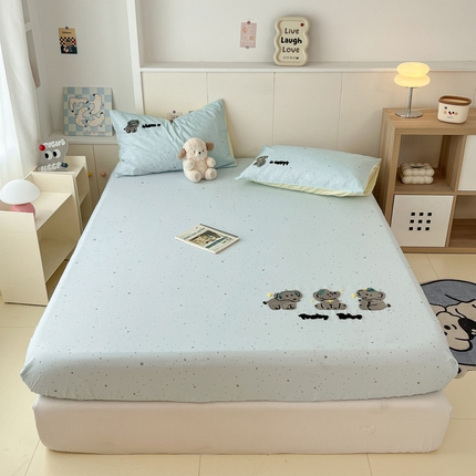 91家纺网 家纺一手货源 找家纺 （总）雅居纺家纺 2025春夏新款全棉纯棉毛巾绣系列单床笠 床笠单件