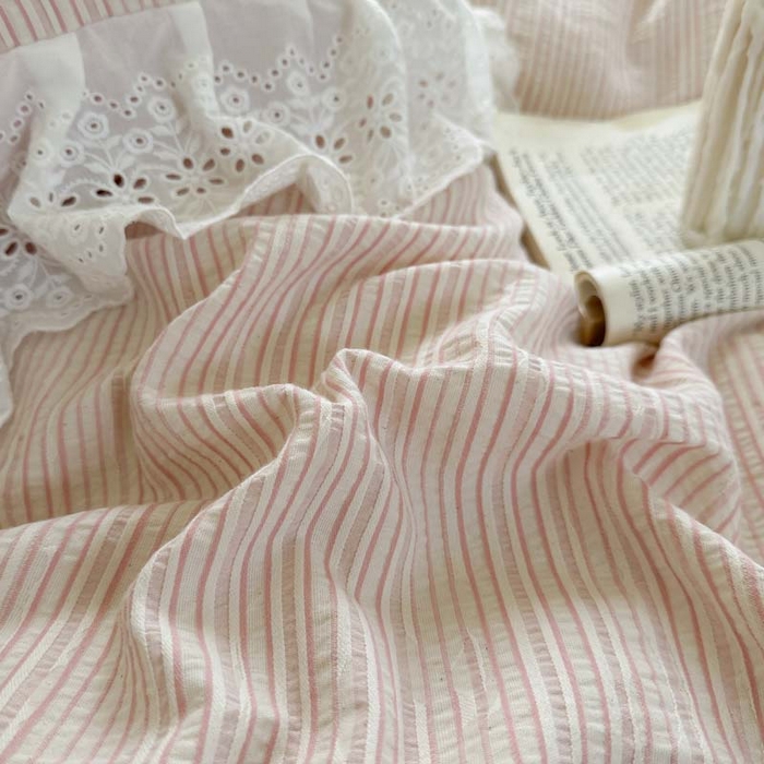 91家纺网 家纺一手货源 找家纺 （总）亲亲公主 2025新款全棉水洗棉色织提花四件套-糖果日记