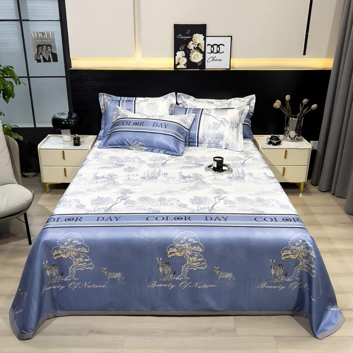 91家纺网 家纺一手货源 找家纺 许林 2025新款冰丝凉席床单款凉席三件套-梧桐