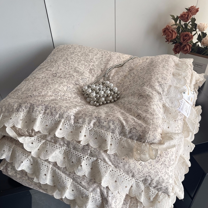 91家纺网 家纺一手货源 找家纺 莱豫2025新款法式纯棉夏被春秋被 花世界米