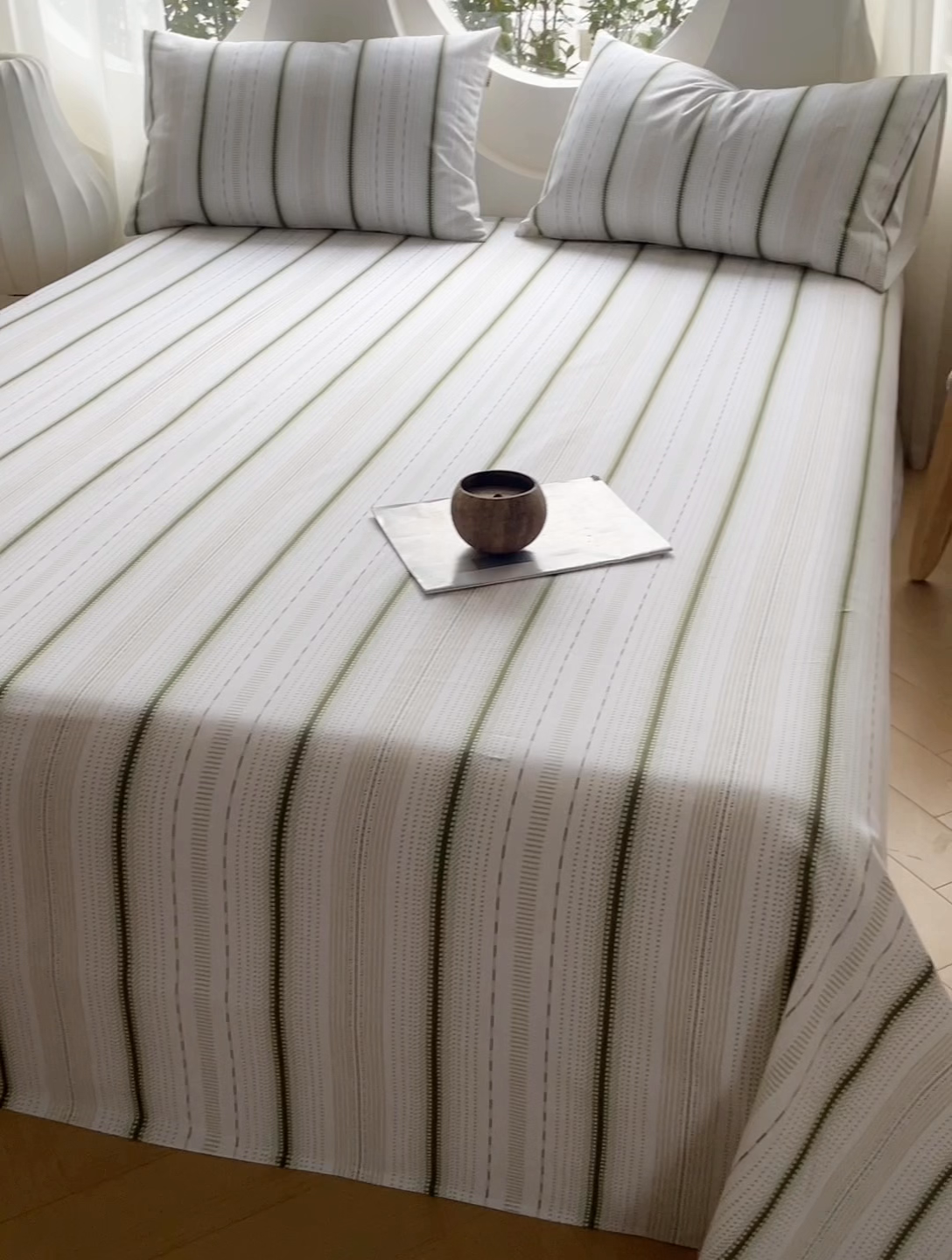 91家纺网 家纺一手货源 找家纺 雅居纺家纺 2025春夏新款全棉纯棉简约老粗布-单床笠 床笠单件凉席席 自由-绿