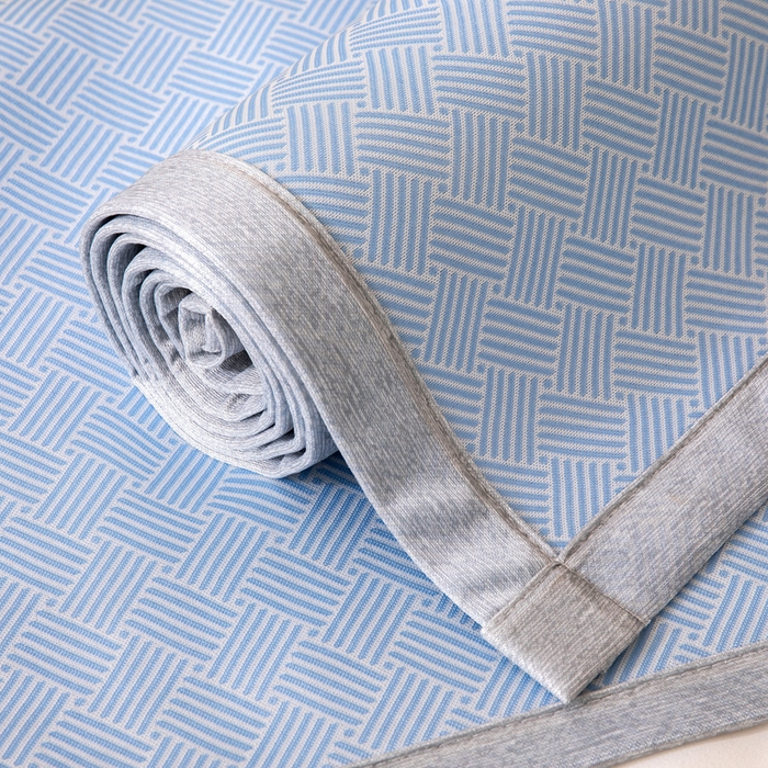 91家纺网 家纺一手货源 找家纺 凌云 2025新款学生宿舍提花凉感冰丝席 菱格-蓝