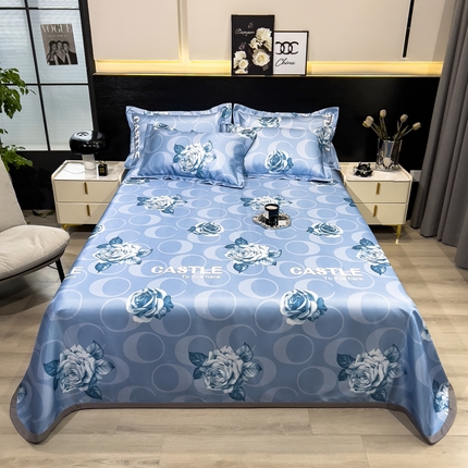 许林家纺  2025新款冰丝凉席床单款凉席三件套 雨桐