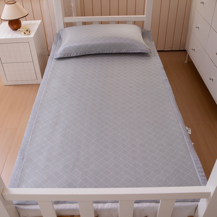 91家纺网 家纺一手货源 找家纺 凌云 2025新款学生宿舍提花凉感冰丝席 菱格-灰