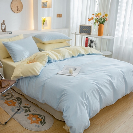 91家纺网 家纺一手货源 找家纺 （总）2025新款全棉双拼水洗棉四件套