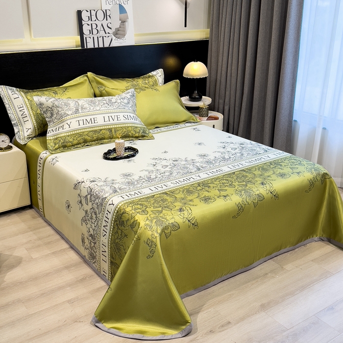 91家纺网 家纺一手货源 找家纺 许林 2025新款冰丝凉席床单款凉席三件套-绿玉薄荷