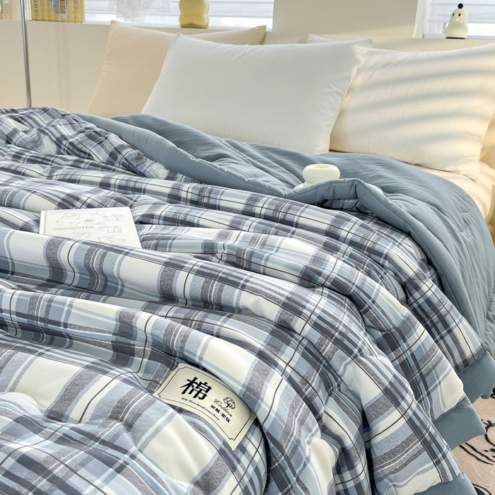 91家纺网 家纺一手货源 找家纺 爱宝被业 2025新款A类无印风针织棉新疆棉花夏被 心海