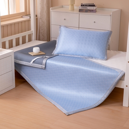 凌云 2025新款学生宿舍提花凉感冰丝席 菱格-蓝