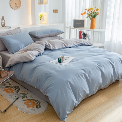 91家纺网 家纺一手货源 找家纺 （总）2025新款全棉双拼水洗棉四件套