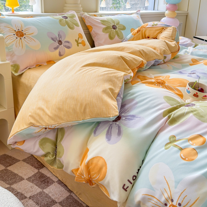 91家纺网 家纺一手货源 找家纺 佑佳家纺 2025年新款铂金棉芦荟棉学生三件套四件套 单被套 单枕套「支持定做各种尺寸」 浅浅花漾