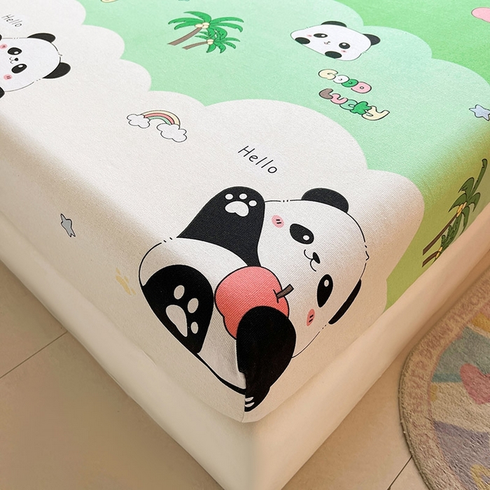 91家纺网 家纺一手货源 找家纺 晓时候2025新款老粗布床笠凉席 熊猫假日