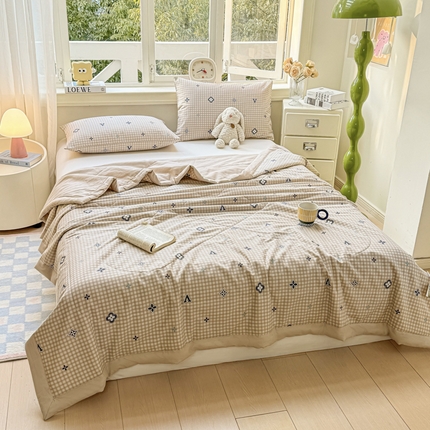 沃尔居 2025新款双面全棉印花夏被可机洗小清新纯棉夏凉被薄被芯空调被子 时光意境