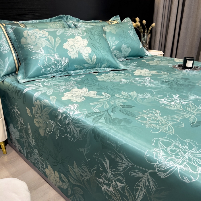 91家纺网 家纺一手货源 找家纺 许林 2025新款冰丝凉席床单款凉席三件套-森林幻境