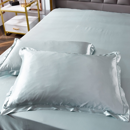 91家纺网 家纺一手货源 找家纺 经年 2025年奢华真丝手感水洗冰丝天丝单枕套-初见系列 直播爆款 初见-青银灰