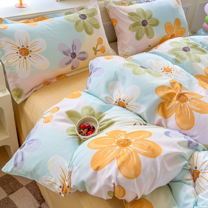 91家纺网 家纺一手货源 找家纺 佑佳家纺 2025年新款铂金棉芦荟棉学生三件套四件套 单被套 单枕套「支持定做各种尺寸」 浅浅花漾