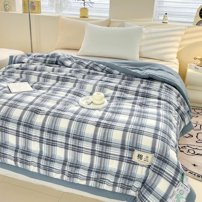 91家纺网 家纺一手货源 找家纺 爱宝被业 2025新款A类无印风针织棉新疆棉花夏被 心海