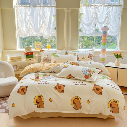 91家纺网 家纺一手货源 找家纺 （总）佑佳家纺 2025年新款铂金棉芦荟棉学生三件套四件套 单被套 单枕套「支持定做各种尺寸」