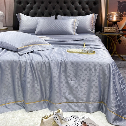 经年 2025新款60S贡缎提花水洗真丝冰丝天丝大豆夏被四件套直播爆款 格调-石灰大豆夏被