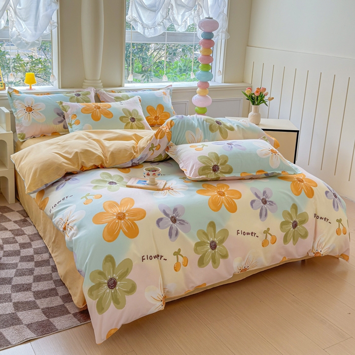 91家纺网 家纺一手货源 找家纺 佑佳家纺 2025年新款铂金棉芦荟棉学生三件套四件套 单被套 单枕套「支持定做各种尺寸」 浅浅花漾