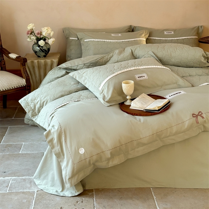 91家纺网 家纺一手货源 找家纺 （总）宏羽纺 2025新款全棉绗缝加厚磨毛四件套