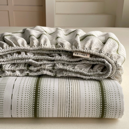 雅居纺家纺 2025春夏新款全棉纯棉简约老粗布-单床笠 床笠单件凉席席 自由-绿